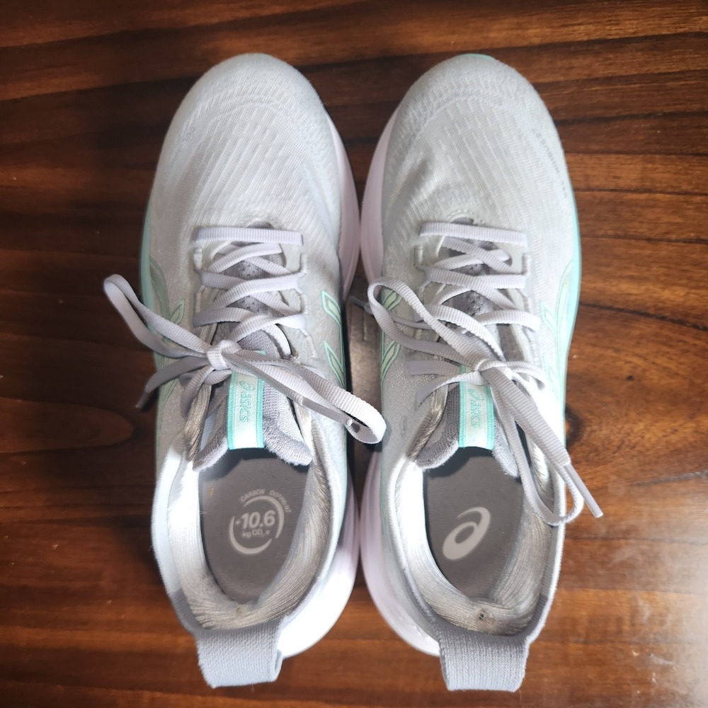 ASICS Gel-Nimbus 27 Womens Size 9 Piedmont Grey Illuminate Mint Running Shoes - Picture 5 of 12